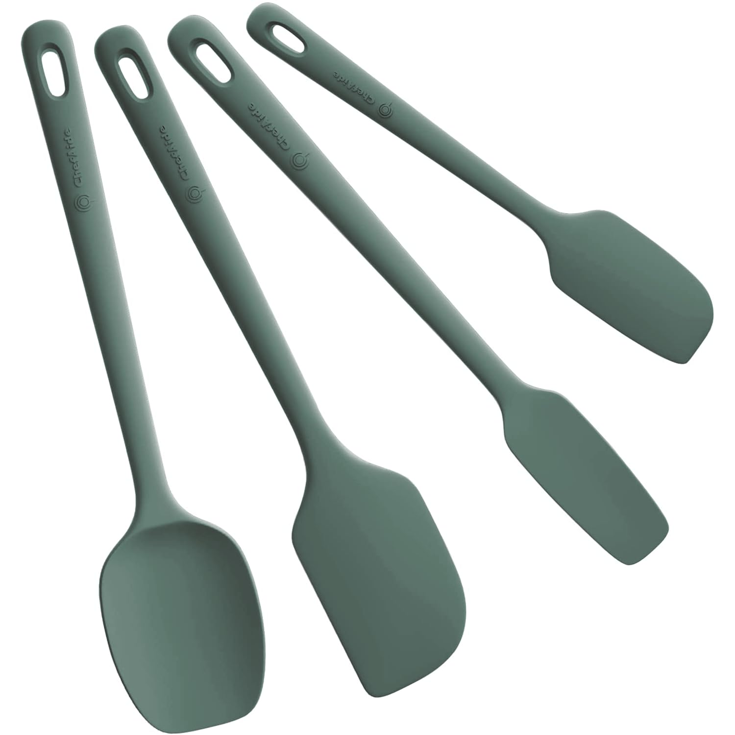 ChefAide 5 Pieces Silicone Spatula Set, Food Grade Rubber Spatula, Upgrade Strong Handle with Ergonomic Grip, Heat Resistant Up to 600°F for Nonstick Cookware, Cooking