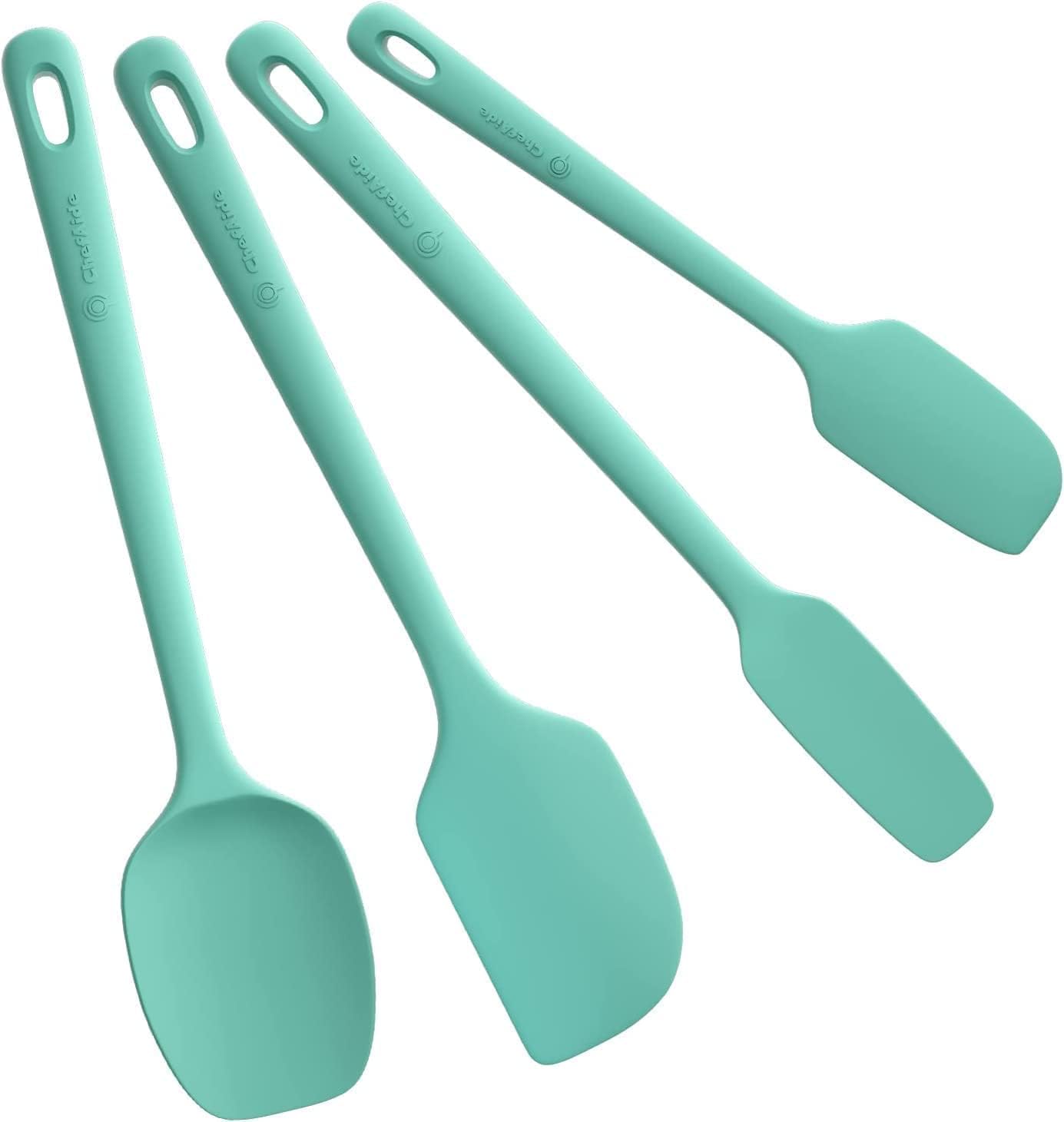 ChefAide 5 Pieces Silicone Spatula Set, Food Grade Rubber Spatula, Upgrade Strong Handle with Ergonomic Grip, Heat Resistant Up to 600°F for Nonstick Cookware, Cooking