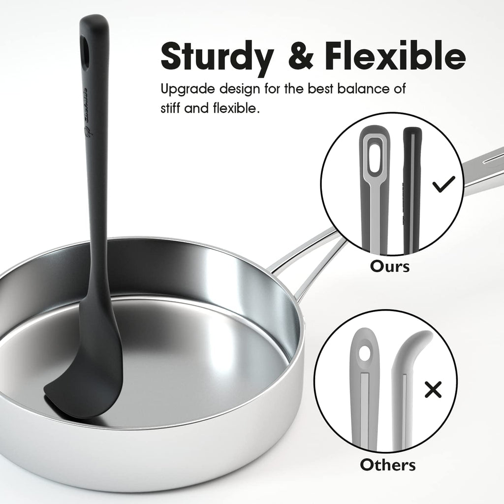 ChefAide 5 Pieces Silicone Spatula Set, Food Grade Rubber Spatula, Upgrade Strong Handle with Ergonomic Grip, Heat Resistant Up to 600°F for Nonstick Cookware, Cooking