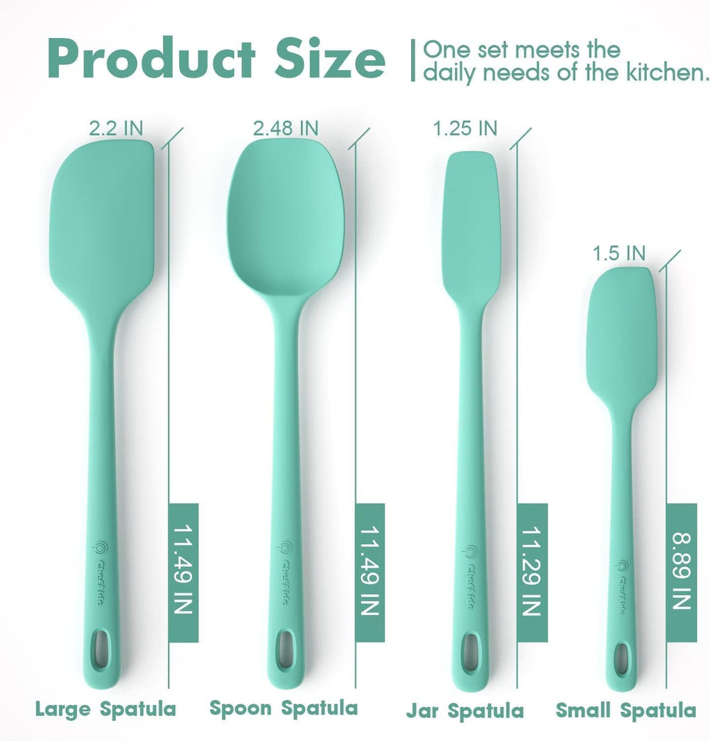 ChefAide 5 Pieces Silicone Spatula Set, Food Grade Rubber Spatula, Upgrade Strong Handle with Ergonomic Grip, Heat Resistant Up to 600°F for Nonstick Cookware, Cooking