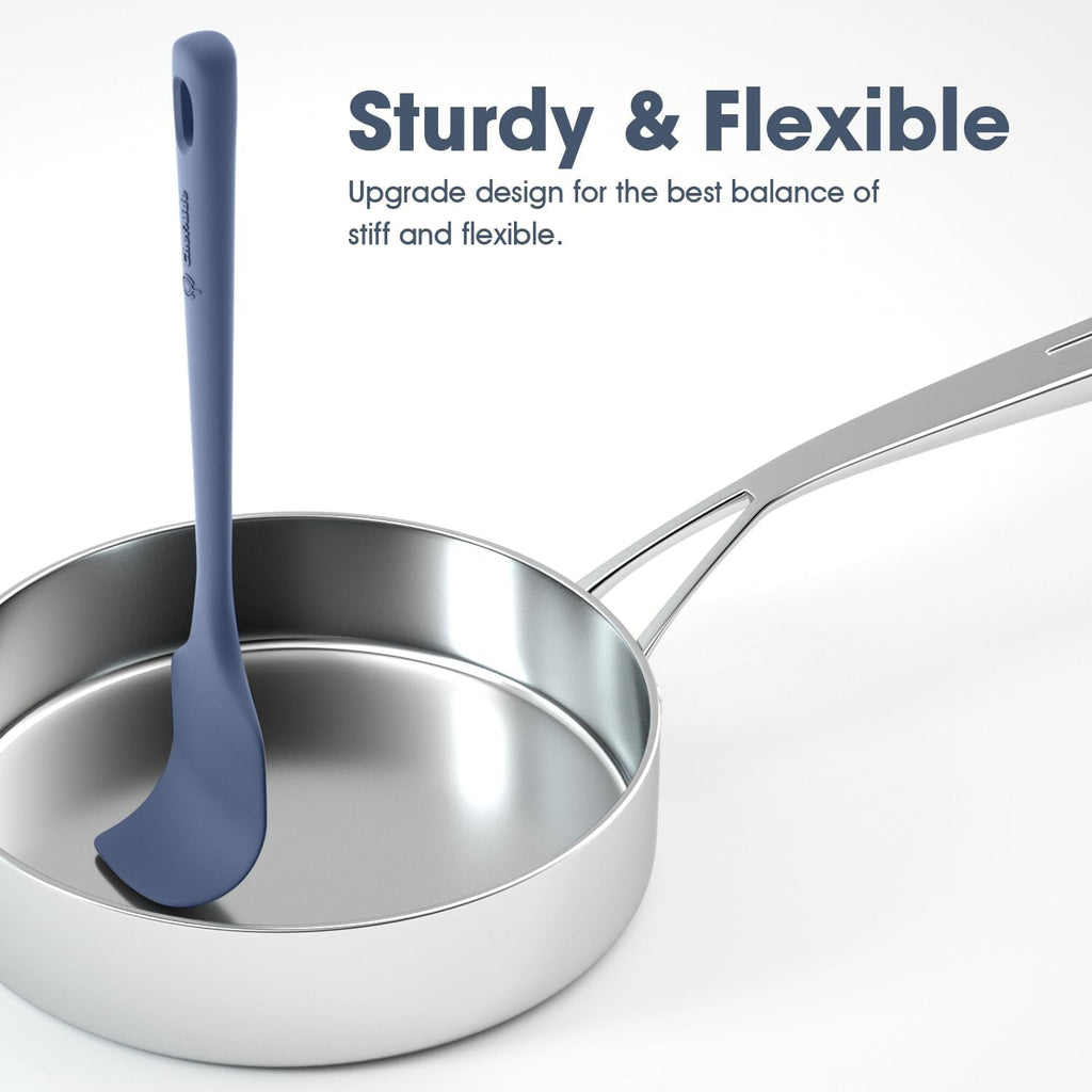 ChefAide 5 Pieces Silicone Spatula Set, Food Grade Rubber Spatula, Upgrade Strong Handle with Ergonomic Grip, Heat Resistant Up to 600°F for Nonstick Cookware, Cooking