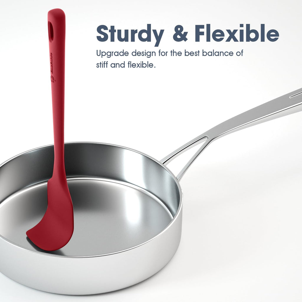 ChefAide 5 Pieces Silicone Spatula Set, Food Grade Rubber Spatula, Upgrade Strong Handle with Ergonomic Grip, Heat Resistant Up to 600°F for Nonstick Cookware, Cooking