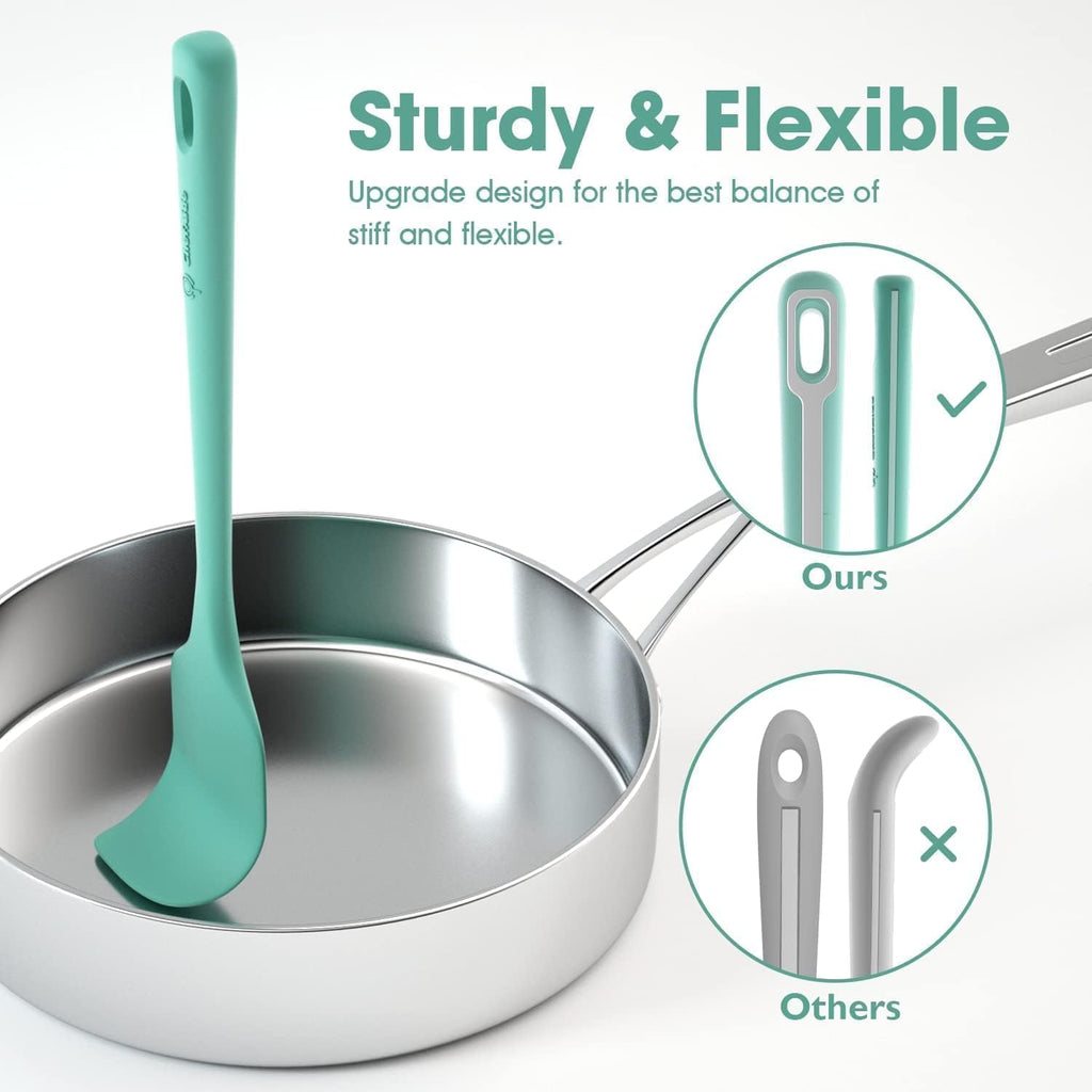 ChefAide 5 Pieces Silicone Spatula Set, Food Grade Rubber Spatula, Upgrade Strong Handle with Ergonomic Grip, Heat Resistant Up to 600°F for Nonstick Cookware, Cooking