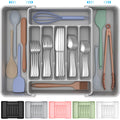 ukeetap Extra Large Expandable Silverware Organizer, BPA-Free Food-Safe Cutlery Flatware Organizer, Kitchen Utensil Drawer Organizer, Adjustable Silverware Holder for Spoons Forks Knives, Black