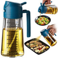 TrendPlain 16oz/470ml Glass Olive Oil Sprayer for Cooking – 2 in 1 Olive Oil Dispenser Bottle for Kitchen Gadgets and Air Fryer Accessories, Salad, BBQ - Black