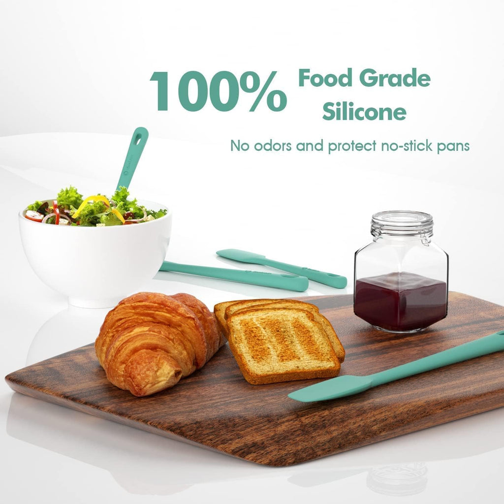 ChefAide 5 Pieces Silicone Spatula Set, Food Grade Rubber Spatula, Upgrade Strong Handle with Ergonomic Grip, Heat Resistant Up to 600°F for Nonstick Cookware, Cooking
