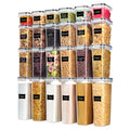 Airtight Food Storage Containers with Lids, Vtopmart 24 pcs Plastic Kitchen and Pantry Organization Canisters for Cereal, Dry Food, Flour and Sugar, BPA Free, Includes 24 Labels，Black