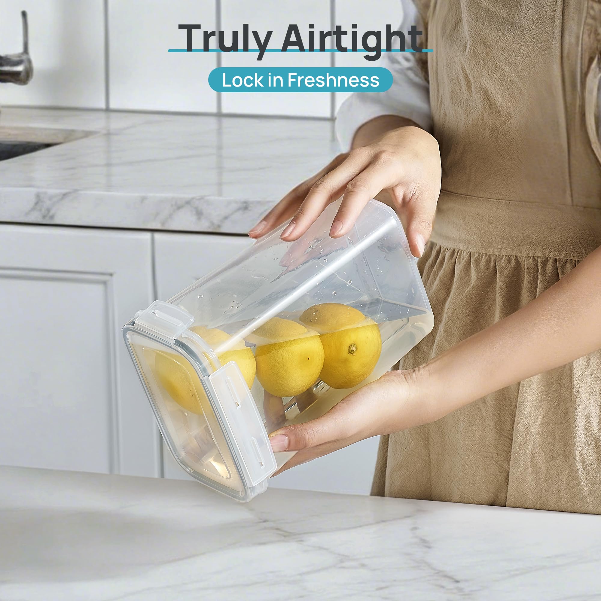 Airtight Food Storage Containers with Lids, Vtopmart 24 pcs Plastic Kitchen and Pantry Organization Canisters for Cereal, Dry Food, Flour and Sugar, BPA Free, Includes 24 Labels，Black